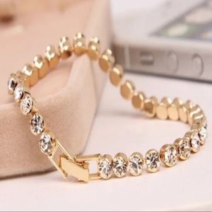 Romantic Lady Gold Plated Crystal Zircon Beaded Chain Bracelet